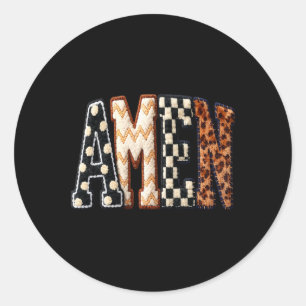 Amen Crochet Christian Jesus Happy Easter He Is Ri Classic Round Sticker