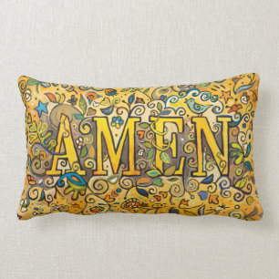 AMEN Decorative Floral Lumbar Pillow