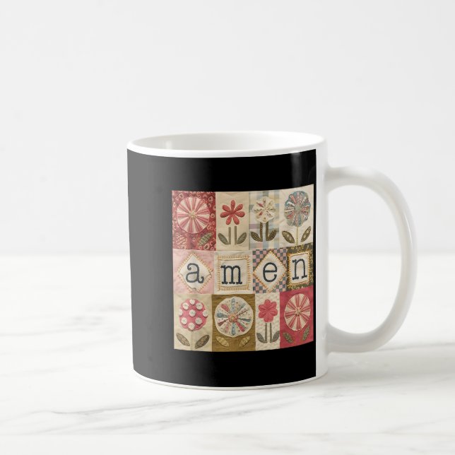 Amen Patchwork Flower Happy Easter Jesus Christian Coffee Mug (Right)