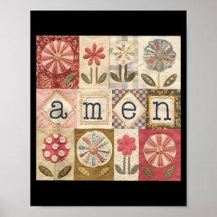 Amen Patchwork Flower Happy Easter Jesus Christian Poster