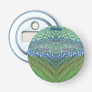 AMENA ~ UNUSUAL Shades+Green+Blue 3D Fractal ~ Bottle Opener