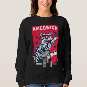 Ameowica Fourth July Patriotic Cat Independence Da Sweatshirt