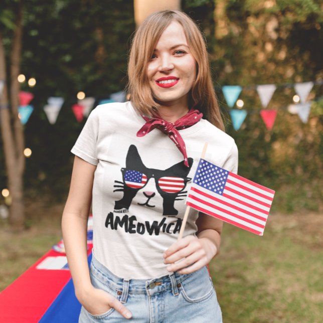 AMEOWICA Patriotic Cat T-shirts, Kids, Panda Kitty T-Shirt (Creator Uploaded)