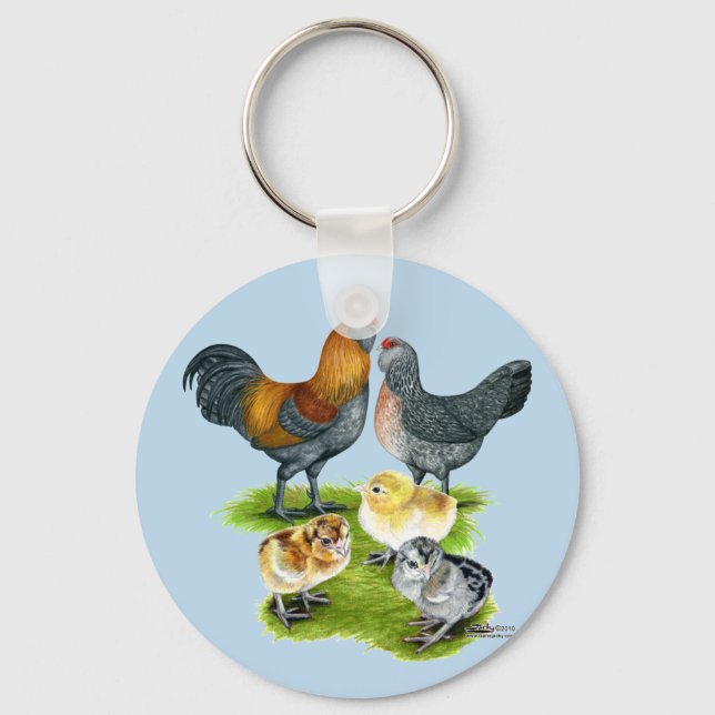 Ameraucana Chicken Family Key Ring (Front)
