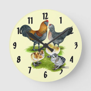 Ameraucana Chicken Family Round Clock