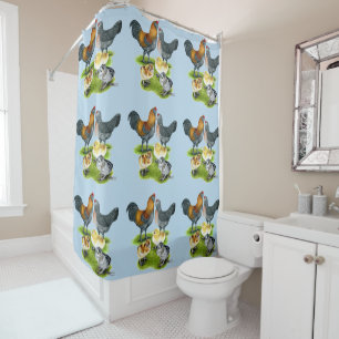 Ameraucana Chicken Family Shower Curtain