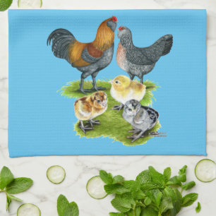 Ameraucana Chicken Family Tea Towel