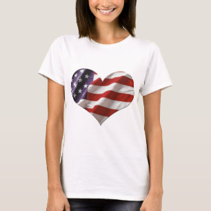 Amercan Heart Flag Love USA T-Shirt
