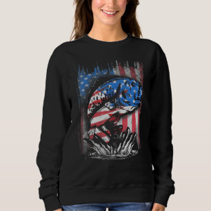 Amercian Flag Fishing Vintage Bass Fish Usa Flag F Sweatshirt