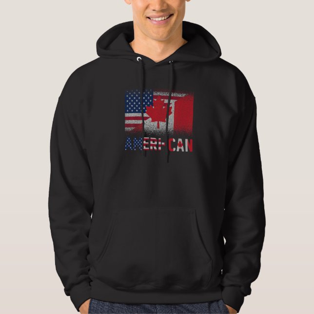 Ameri Can Us Eh America Canada Flag American Canad Hoodie (Front)