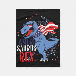 Ameri Saurus Rex 4th Of July Dinosaur Independence Fleece Blanket