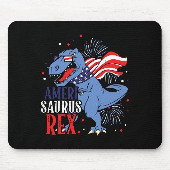 Ameri Saurus Rex 4th Of July Dinosaur Independence Mouse Pad (Front)