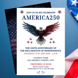 AMERICA250 PARTY JULY 4TH CELEBRATION ON WHITE INVITATION