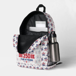 America 1776 2026 250 Years of Freedom Patriotic Printed Backpack