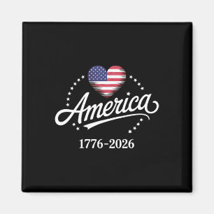 America 1776-2026 Heart Flag Stars Pride 250 Anniv Magnet