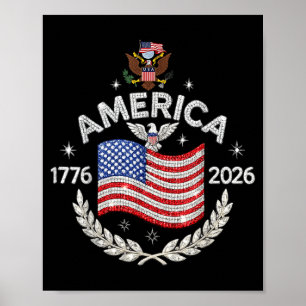 America 1776 2026 patriotic eagle usa flag vintage poster