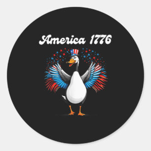 America 1776, 4th Of July, Patriotic Goose  Classic Round Sticker