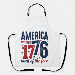 America 1776 Land of the Free Vintage Patriotic Sh Apron