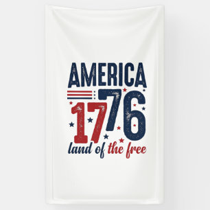 America 1776 Land of the Free Vintage Patriotic Sh Banner