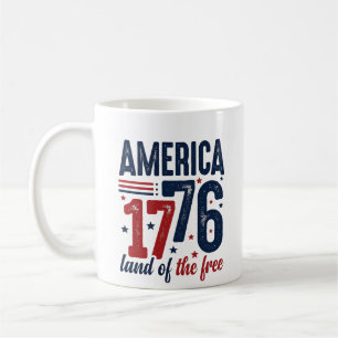 America 1776 Land of the Free Vintage Patriotic Sh Coffee Mug