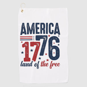 America 1776 Land of the Free Vintage Patriotic Sh Golf Towel