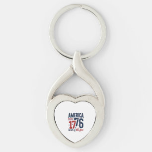 America 1776 Land of the Free Vintage Patriotic Sh Key Ring