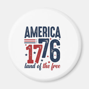 America 1776 Land of the Free Vintage Patriotic Sh Magnet