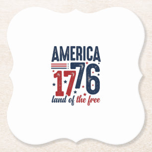 America 1776 Land of the Free Vintage Patriotic Sh Paper Coaster