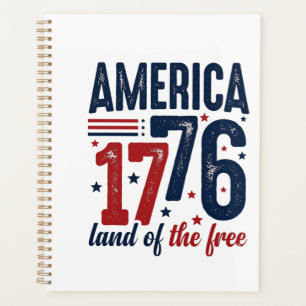 America 1776 Land of the Free Vintage Patriotic Sh Planner