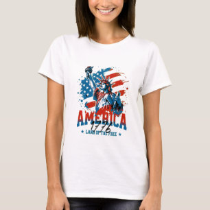 America 1776 Liberty Distressed Graphic T-Shirt