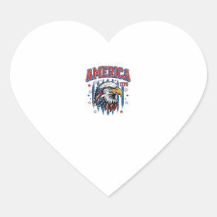 America 1776 Vintage Eagle Patriotic Shirt Design_ Heart Sticker