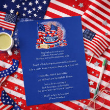 America 250 4th of July Patriotic BBQ Invitation