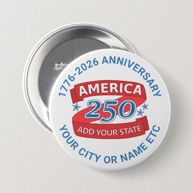 America 250 Add State Cool Anniversary Collectible 7.5 Cm Round Badge (Front & Back)