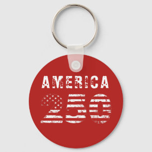 America 250 Anniversary Grunge Text Red Key Ring