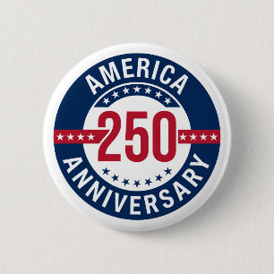 America 250 Anniversary Patriotic 6 Cm Round Badge