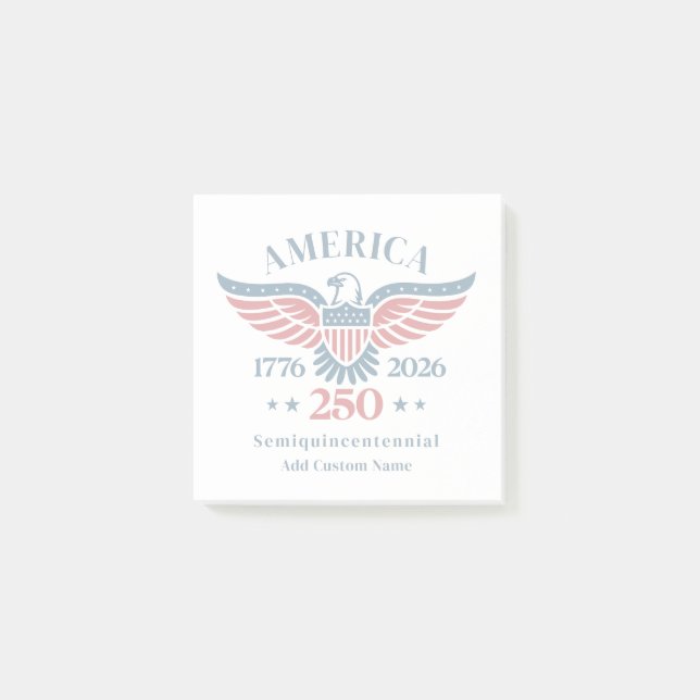 America 250 Bald Eagle Custom Name Minimalist   Post-it Notes (Front)