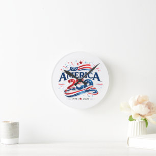 America 250 Celebration 1776–2026 Anniversary Round Clock