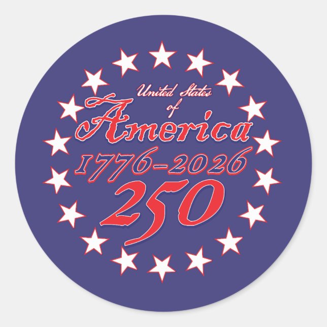 America 250 classic round sticker (Front)