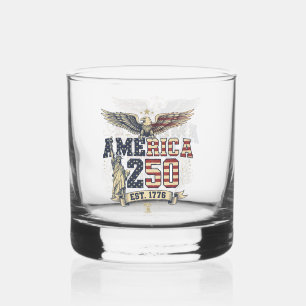 America 250 Eagle & Liberty Patriotic Anniversary  Whiskey Glass