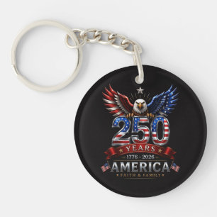 America 250 Faith Family Patriotic Eagle Key Ring