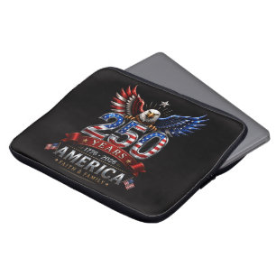 America 250 Faith Family Patriotic Eagle Laptop Sleeve