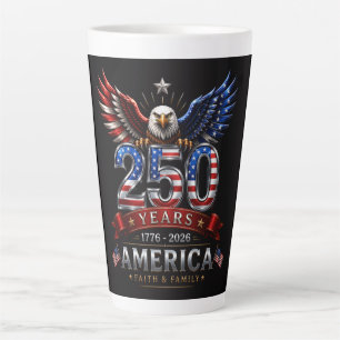 America 250 Faith Family Patriotic Eagle Latte Mug