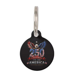 America 250 Faith Family Patriotic Eagle Pet Tag