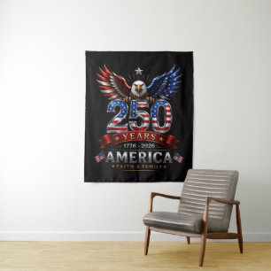 America 250 Faith Family Patriotic Eagle Tapestry
