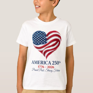 America 250 Flag Heart 1776-2026 Boys Tee