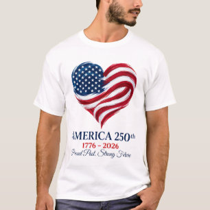 America 250 Flag Heart 1776-2026 Men's 4th of July T-Shirt