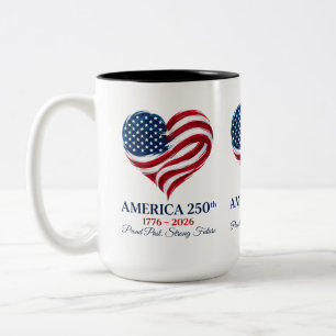 America 250 Flag Heart 1776-2026 Two-Tone Mug