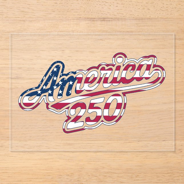 America 250 Flag Script Semiquincentennial Design Acrylic Invitations (Front)