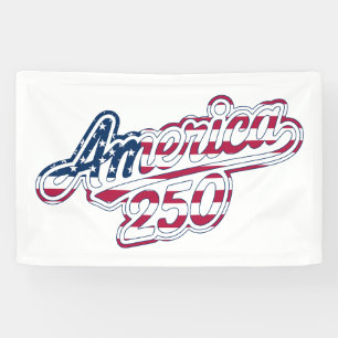 America 250 Flag Script Semiquincentennial Design Banner