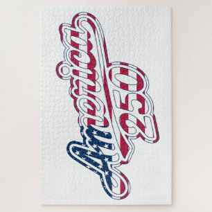 America 250 Flag Script Semiquincentennial Design Jigsaw Puzzle